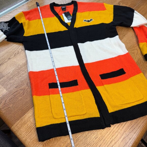 Disney Her Universe Halloween Striped Cardigan Mickey Candy Corn Small NWT - Picture 10 of 10